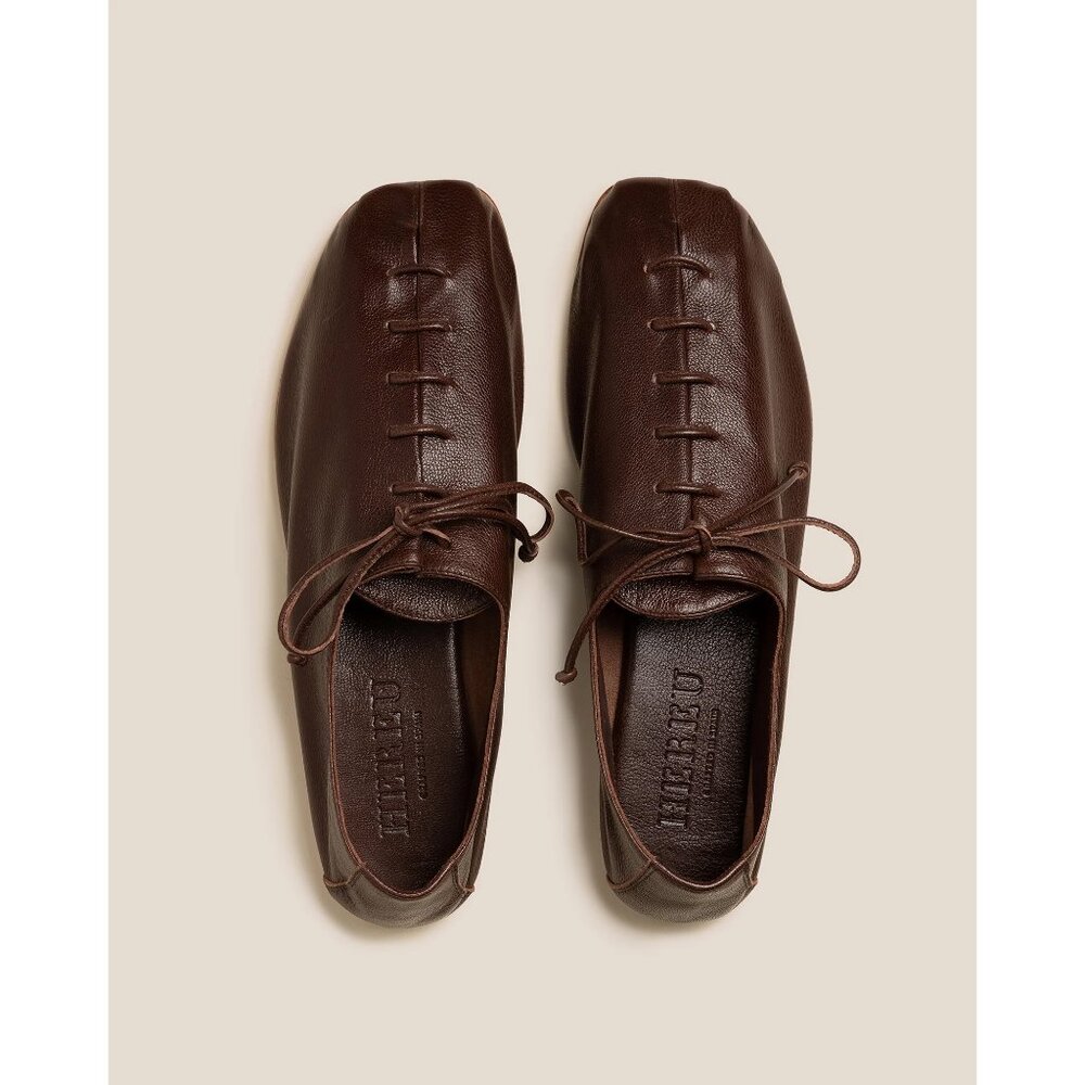 NEW WITH BOX Hereu Plegada Lace-Up Shoe in Shiny Mahogany EU 36 US 6